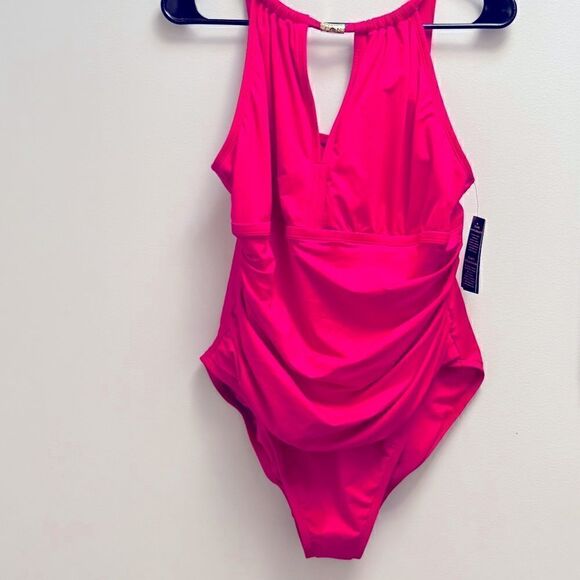 - LAUREN RALPH Plus Size Halter-Neck One Piece Swimsuit, swimwear size 18 … - Picture 8 of 16